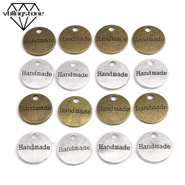 10Pcs Metal Tags For Handmade 14*14MM Sliver Bronze Hand Made Labels With  Holes For Hair Ties Decoration DIY Hats Bags - AliExpress